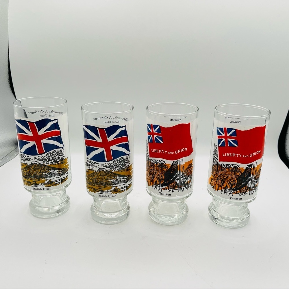 Vintage 1973 Glasses “Flags For Freedom “ Tumblers Of 4